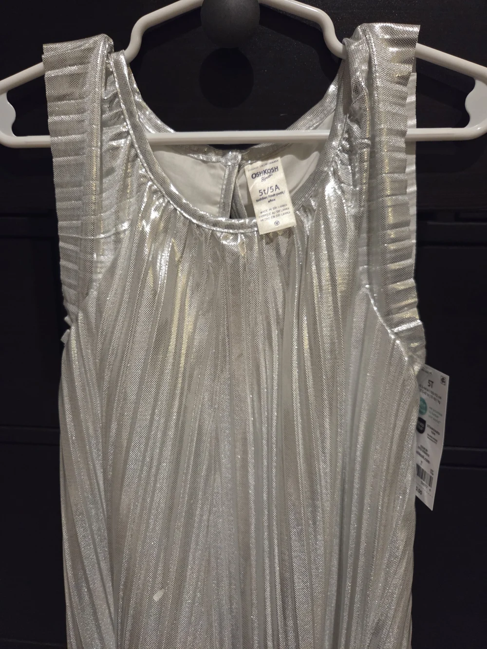 OshKosh B'gosh Silver Metallic Pleated Dress